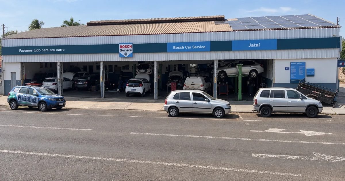 Fachada da Jataí Auto Center vista do alto